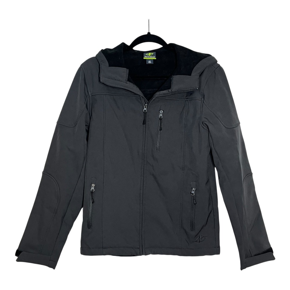 NordicTrack Womens Softshell Hooded Jacket Gray Fleece Lined Full Zip Small S/C‎
